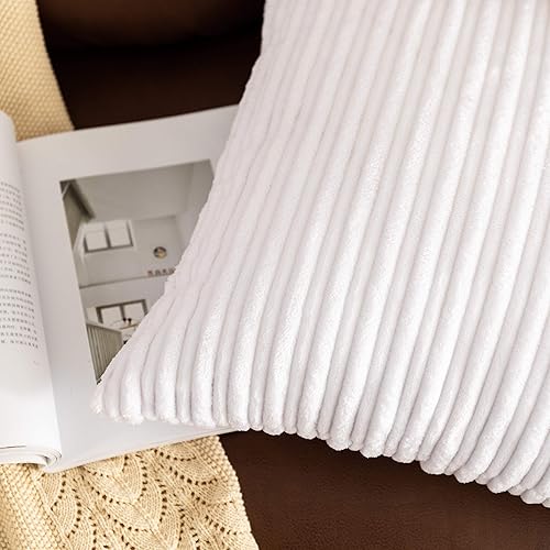 Miniatura 4 de UGASA - Juego de 2 fundas de almohada de terciopelo a rayas, funda decorativa para cojín con cremallera oculta para el hogar, sofá, dormitorio,