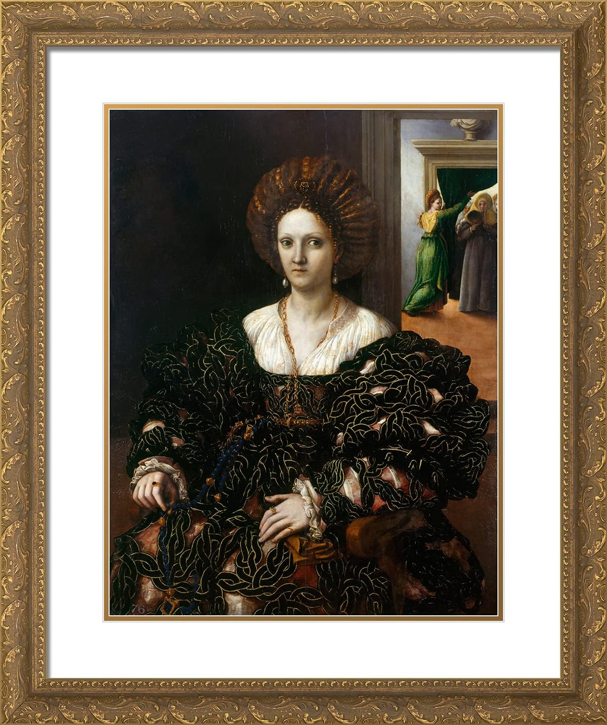 ArtDirect Romano, Giulio 20x24 Black Modern Framed Art Print Titled: Margherita Paleologo