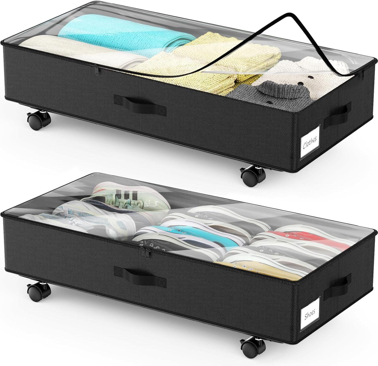 Amazon.com: PHINOX Under Bed Storage Containers with Wheels, Under Bed ...