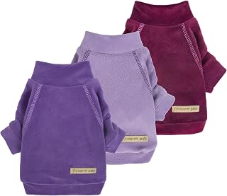 Fitwarm 3-Pack Classic Fleece Turtleneck Dog Sweaters for Small Breeds - Medium, Purple/Medium Purple/Dark Red, Cozy Winter Apparel for Shih Tzu, Pug, Poodle