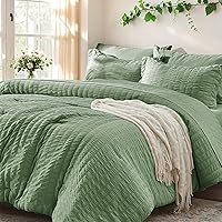 Vista 13 de Zzlpp Juego de edredón Queen de 7 piezas, ropa de cama de seersucker naranja quemado en una bolsa con sábanas, juegos de ropa de cama ligeros con 1