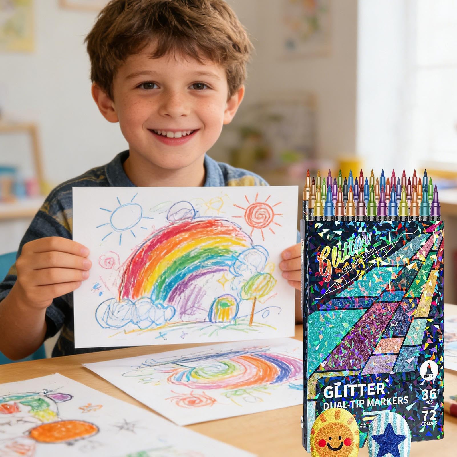 Générique Pennarelli glitterati | Inchiostro a base d'acqua ad asciugatura rapida e sicura, set di penne glitterate per pittura pennarelli, progetti fai da te, scrapbooking, forniture artistiche
