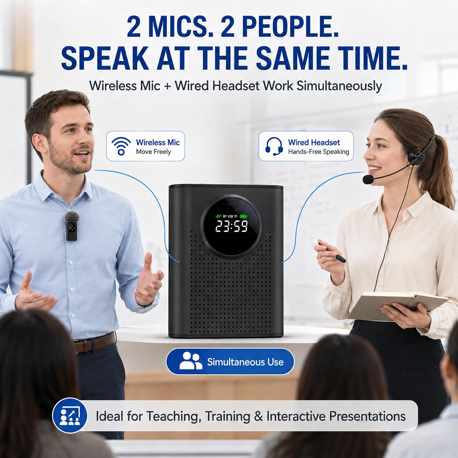 Voice Amplifier Speaker for Teachers with Wireless Mic and Wired Headset image 3