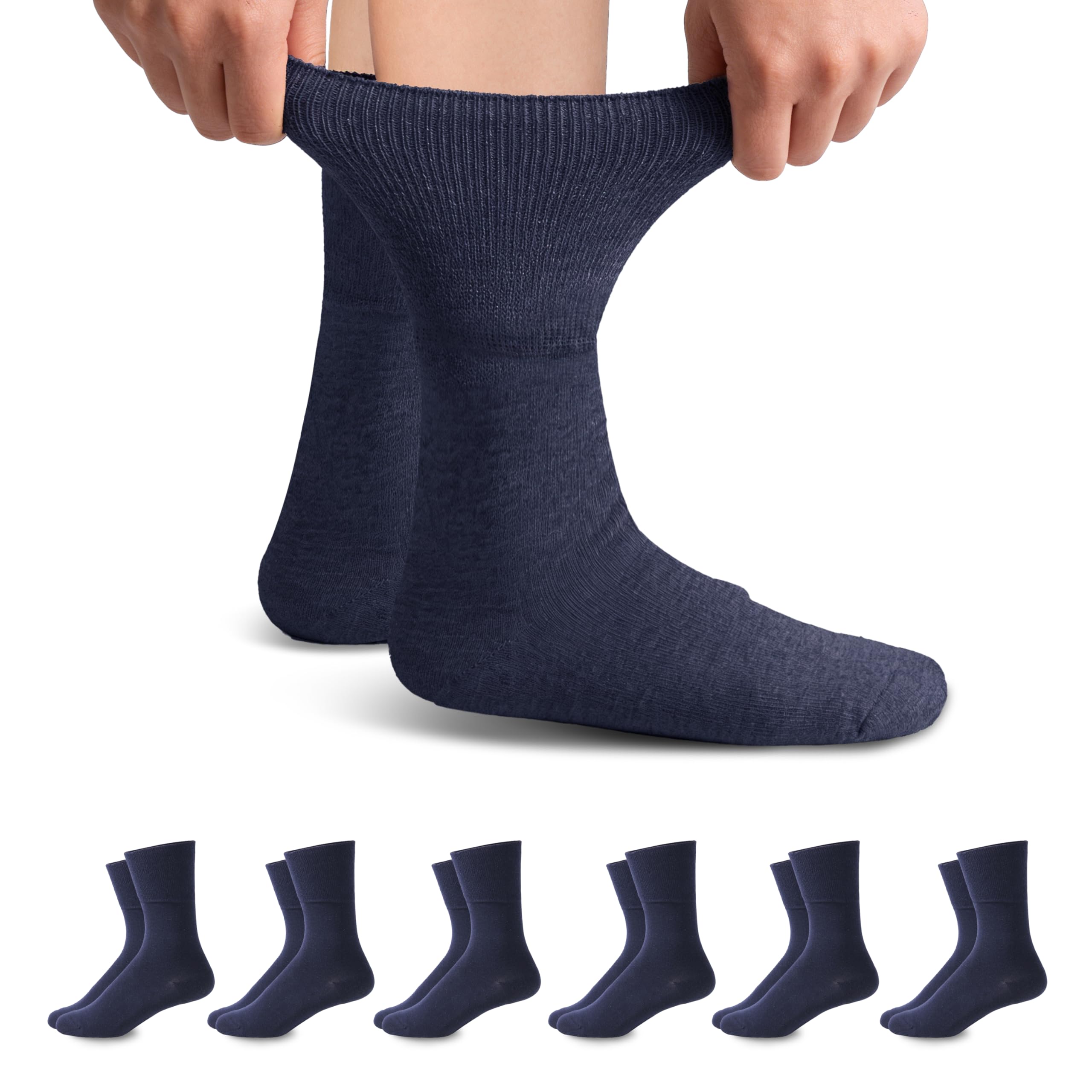 Non-Binding Cushion Crew Cotton Diabetic Socks for Men and Women, M/L/XL, 3/6 Pairs