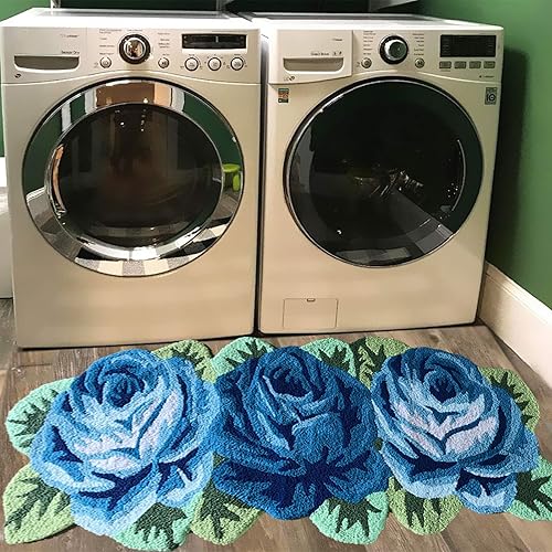 Miniatura 9 de UKELER Alfombra de lavandería de 65 x 23.6 pulgadas, diseño de rosas rosas, antideslizante, suave, para dormitorio de niñas