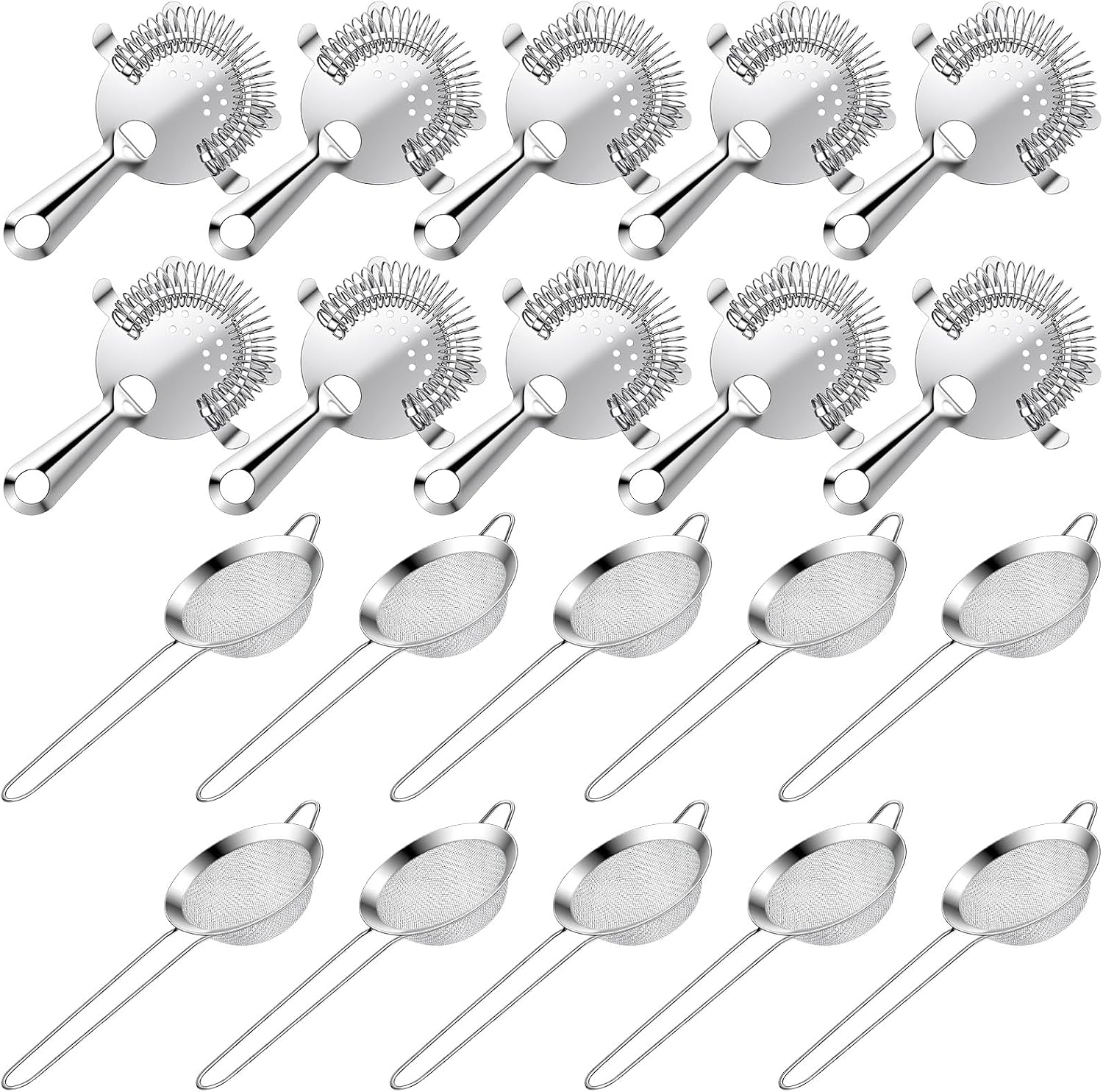 20 Pack Stainless Steel Cocktail Strainer Bar Strainer For Bartender, Juice