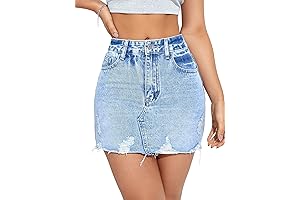 Women's Ripped Denim Skirt: High-Waisted Style