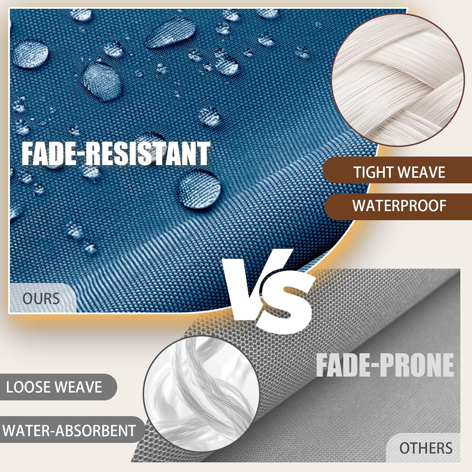 Outdoor Chair Cushions Set of 4, 24x24 Outdoor Cushions, 4-Seat Patio Furniture Cushions and 4’’ Couch Cushions Replacement for Chairs with 25D Foam, Zippers (Navy Blue)