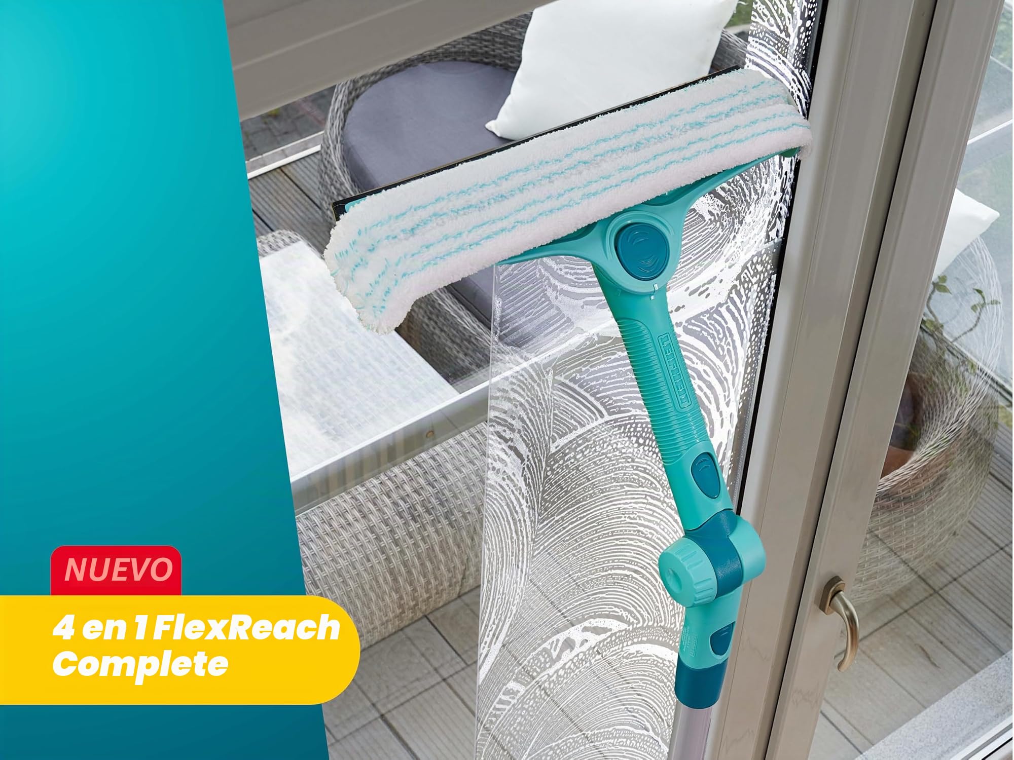 Leifheit Limpiacristales FlexReach 4 en 1, 32 cm, con Cubo