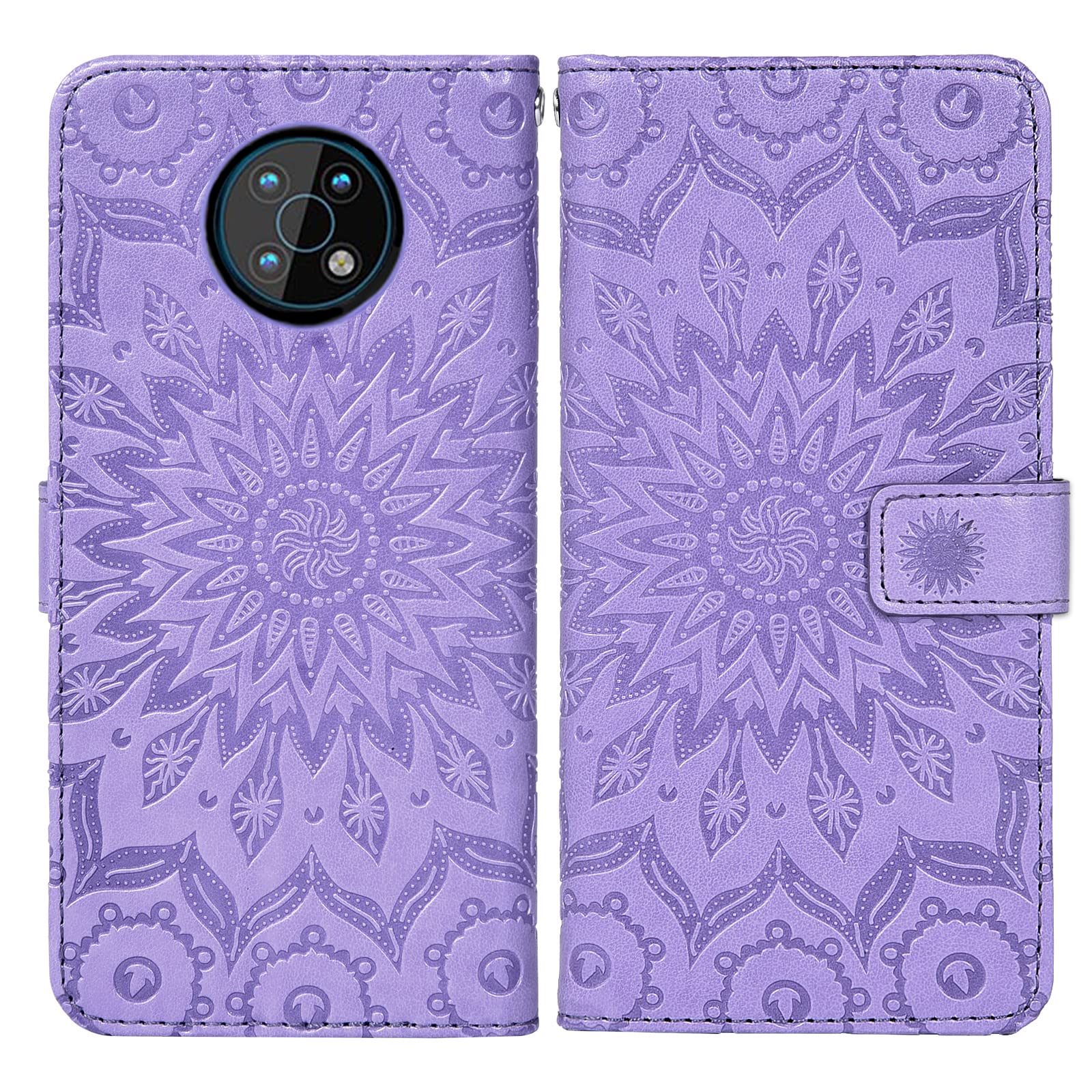 Custodia A Portafoglio Per Nokia G50 5G Con Motivo Girasole 3D, Pelle Sottile, Cover Con Chiusura Magnetica E Vetro Temperato Incluso