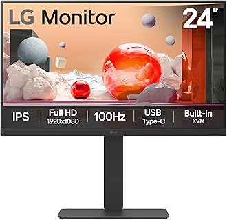 Monitor 24BA650 - FHD 1080p IPS 24 inch, 100Hz, 5ms, Office Display, Built-in Power/KVM/Speakers, USB-C, USB Hub, D-Sub, HDMI, DisplayPort, Matte Black