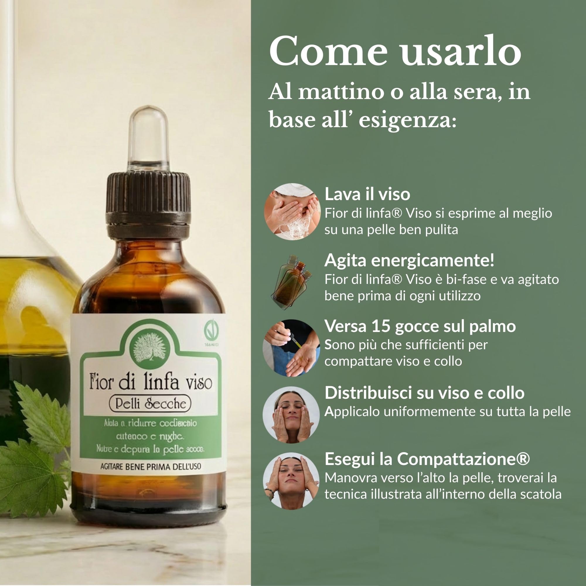 Mary Rose Fior di Linfa Pelli Secche, Siero Antirughe Volto e Collo con Olio d’Oliva Cosmetico e Vitamina E, Illuminante Viso e Alternativa alla Crema Viso, Skincare Uomo Donna, Vegan, 50 ml