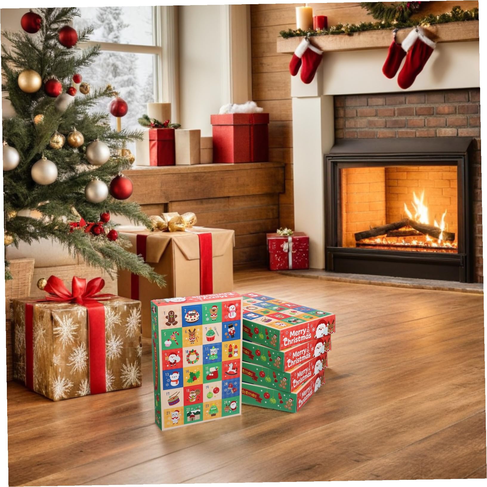 15 Pezzi Calendario Avvento Natale Scatole di Carta da Riempire con Scomparti per Caramelle e Dolcetti Giochi Interattivi Famiglia e Festa Calendario Festivo per Casa e Ufficio
