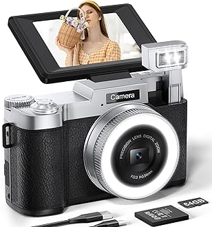 - FLATIC Digital Camera, 4K 64MP Cameras for Photography with 64GB Card, 18X Zoom Autofoucs Vlogging Camera for YouTube with 180° Flip Screen, Compact Vlog Travel Camera Kit for Beginner, Teens