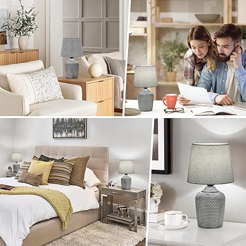 Miniatura 7 de Sucolite Juego de 2 lámparas de mesa pequeñas de 11.8 pulgadas, lámparas de mesita de noche para dormitorio, habitación de los niños, bonitas