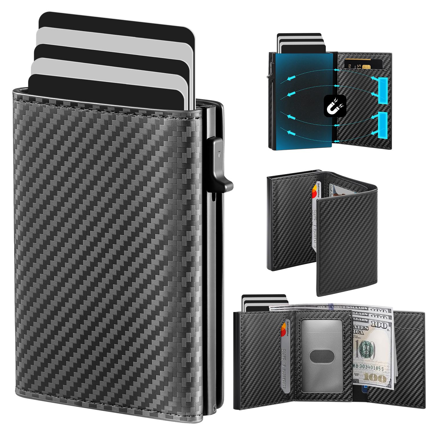 Wallet for Men Pop up Card Holder, Smart, Slim, Premium RFID Blocking