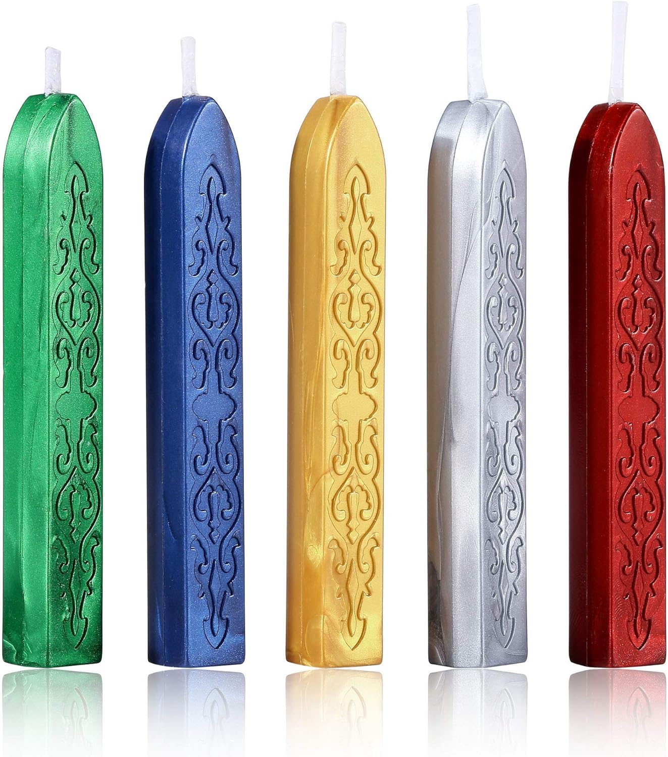 Levin 5 Colors Sealing Wax Sticks, Vintage Totem Fire Manuscript Wax Seal Sticks with Wicks for Wax Seal Stamp Assorted color-image-39