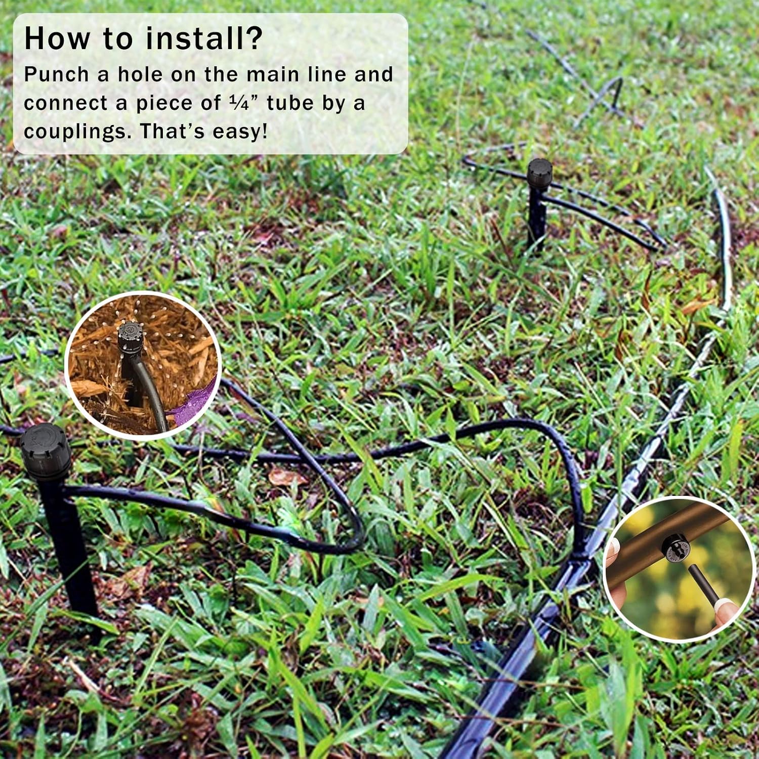 MIXC 50PCS Drip Emitters Sprayer with Stake Water Flow Adjustable for 1/4 inch Irrigation Tube Hose, 360 Degree Dripper Perfect for Irrigation System Watering Kits for Garden Patio Lawn Flower Bed : Patio, Lawn & Garden