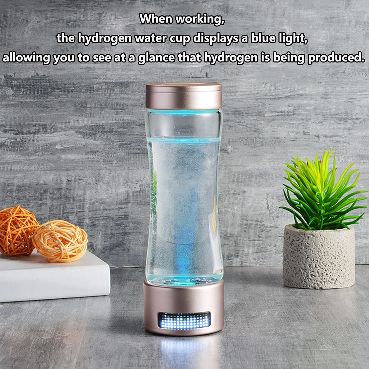 3-in-1 Hydrogen-Rich Water Bottle Portable Molecular Hydrogen Water Generator Ionizer with SPE Membrane 3 Minutes Make Hydrogen Concentration Up to 1300 PPB Improve Alkaline Water Quality 280 Ml