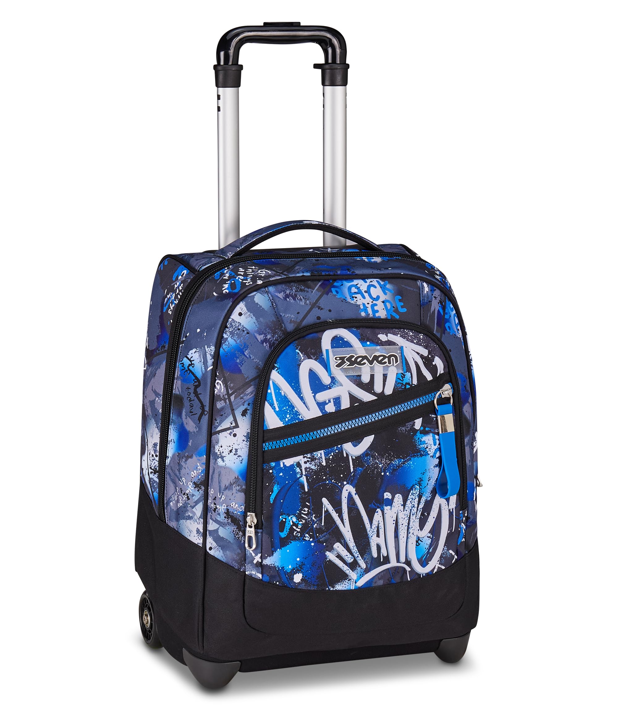 Seven Zaino Trolley, Scuola Elementare, Doppio Uso, Doppio Scomparto, Spallacci a Scomparsa, Bambino, Mystic Gray, blu/nero