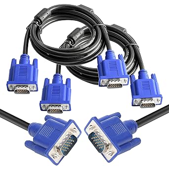 SaiTech IT 2 Pack VGA Cables, 15 Pin Male to Male for TV PC Monitor Laptop Projector - 3 Feet