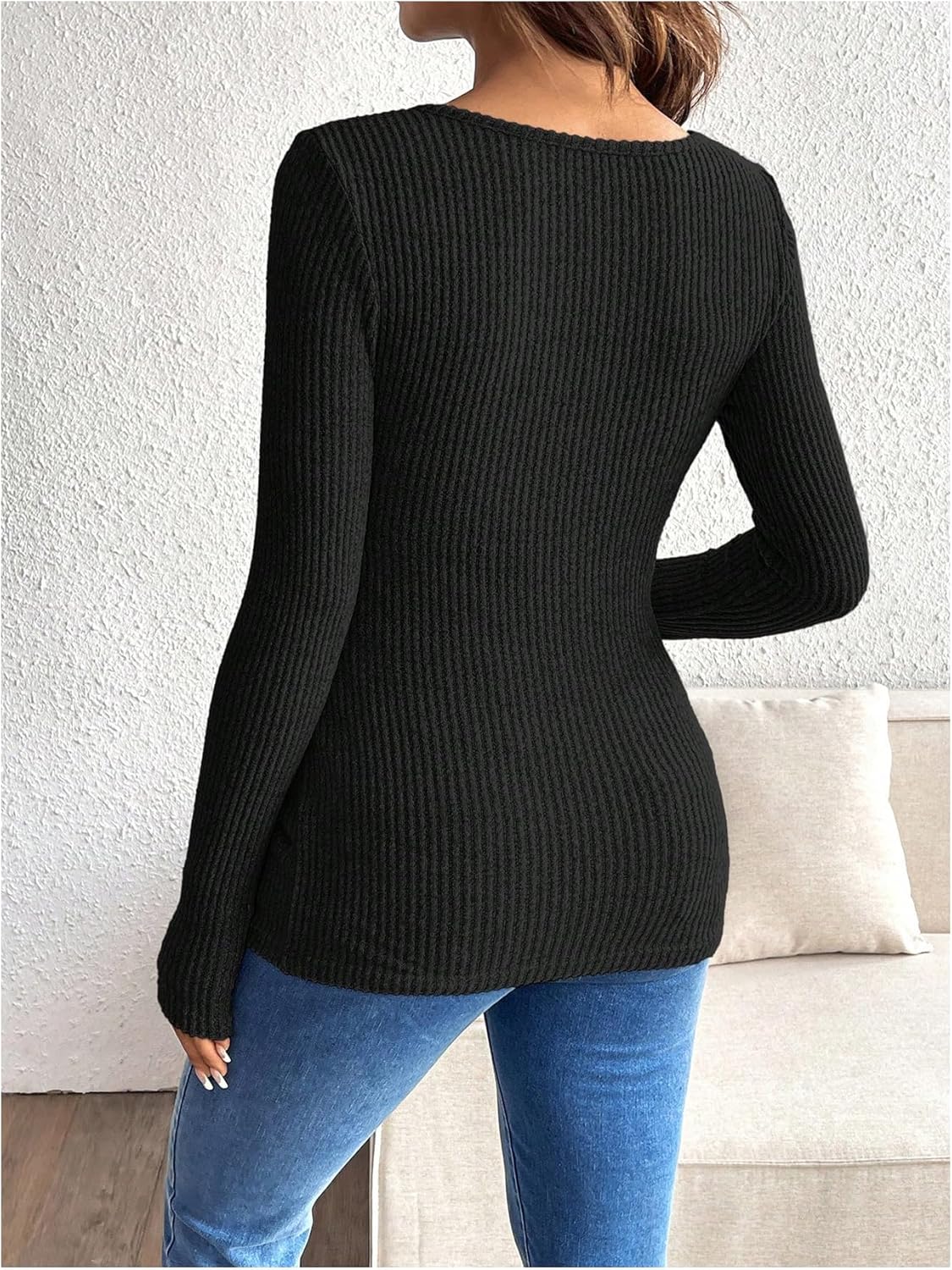 MakeMeChic Women's Maternity Shirts Knit Wrap Nursing Top Fall Maternity Clothes - Image 2