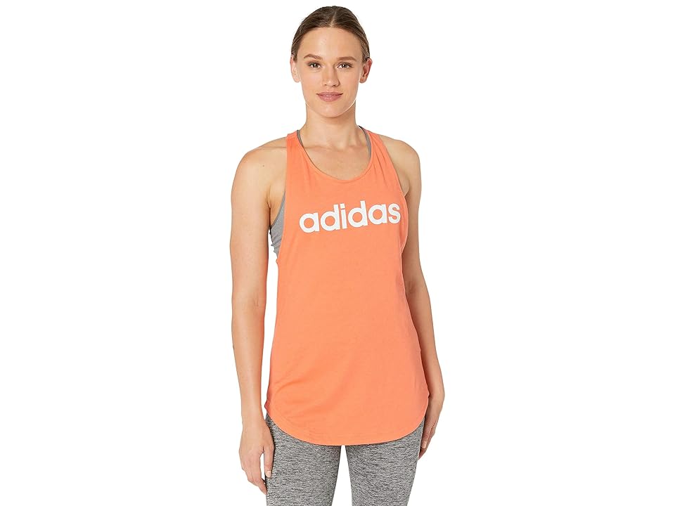 

adidas Essentials Linear Loose Tank Top (Semi Coral/White) Women's Sleeveless, Orange
