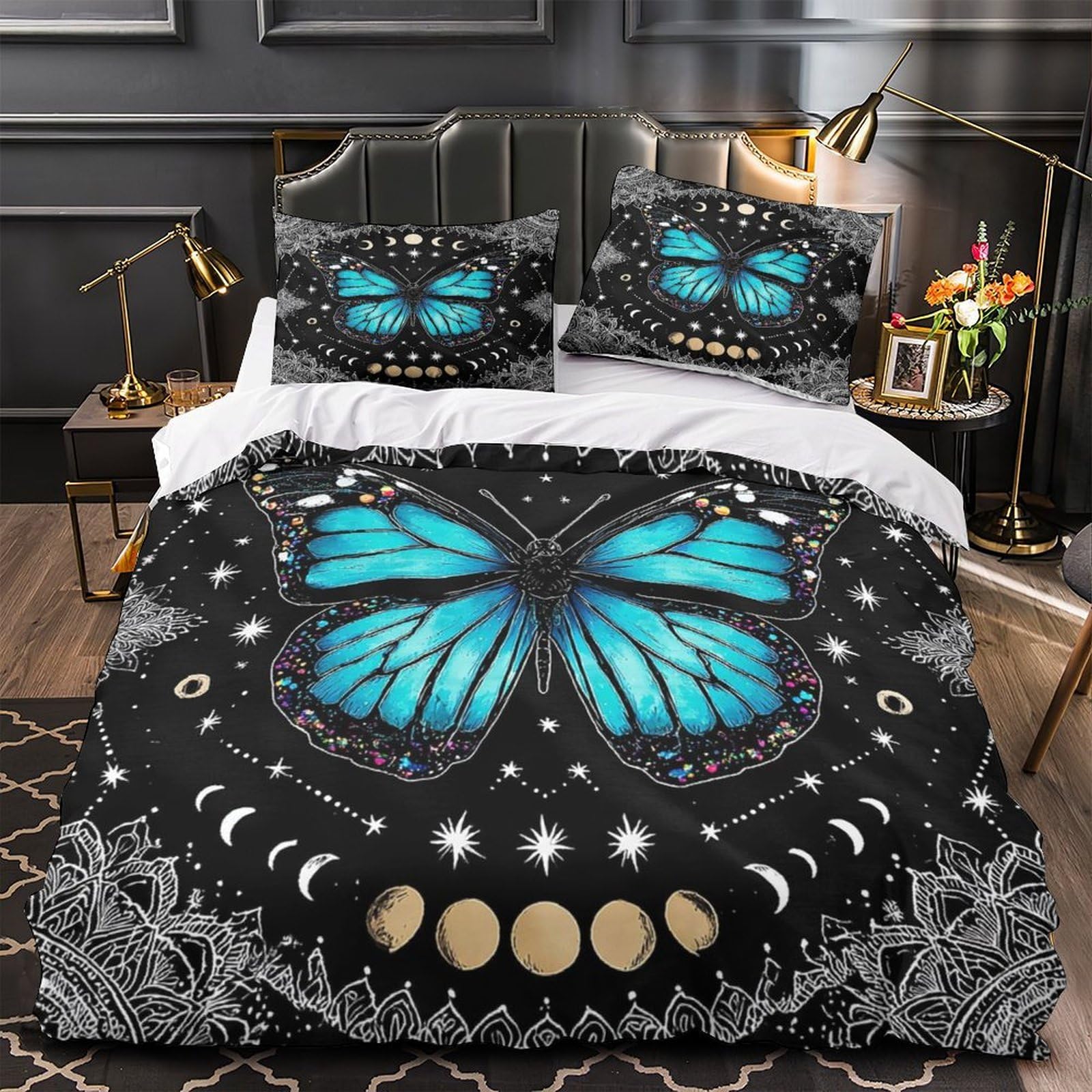 Parure de lit papillon 3D en microfibre 260x220 cm avec housse de couette
