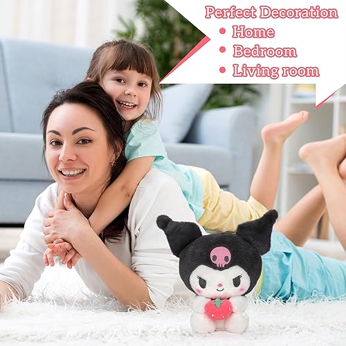 Miniatura 6 de Lindos juguetes de peluche de 9 pulgadas, muñeca de peluche de dibujos animados con corazón de amor de fresa, almohada de felpa suave para abrazar,