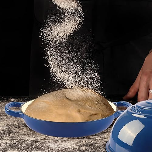 Miniatura 6 de CUKOR Horno holandés de hierro fundido con tapa, olla de horno holandés antiadherente de 6 cuartos de galón para cocinar, sartén de pan de hierro