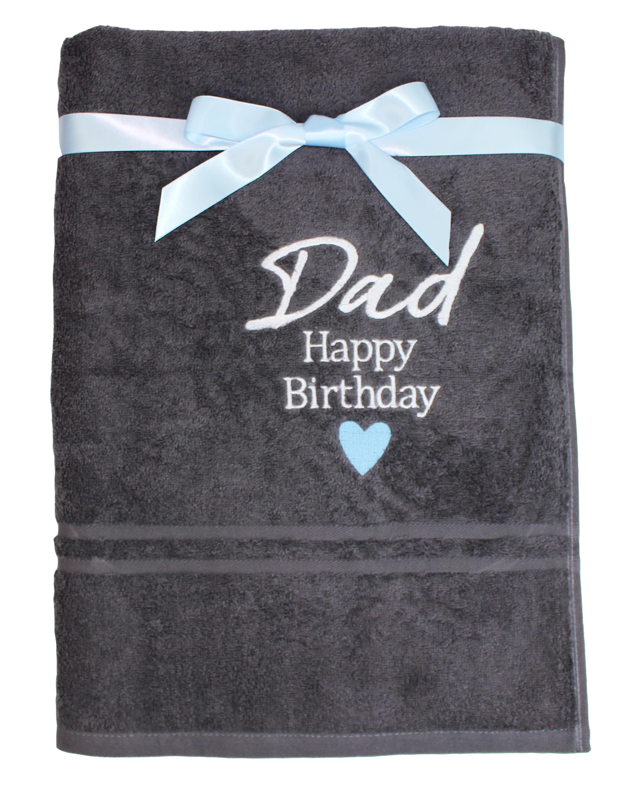 Teddyt's Charcoal Grey Personalised Dad Happy Birthday Super Soft Cotton Bath Towel (Charcoal Grey)