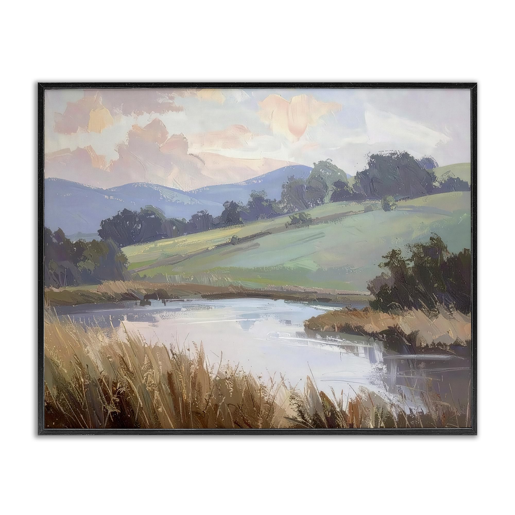 Stupell Industries 'Subtle Distant Mountains', Framed Giclee Art, Black, 30 x 24 Inches, Easy to Hang and Sturdy, Made in USA, by Alonza Saunders