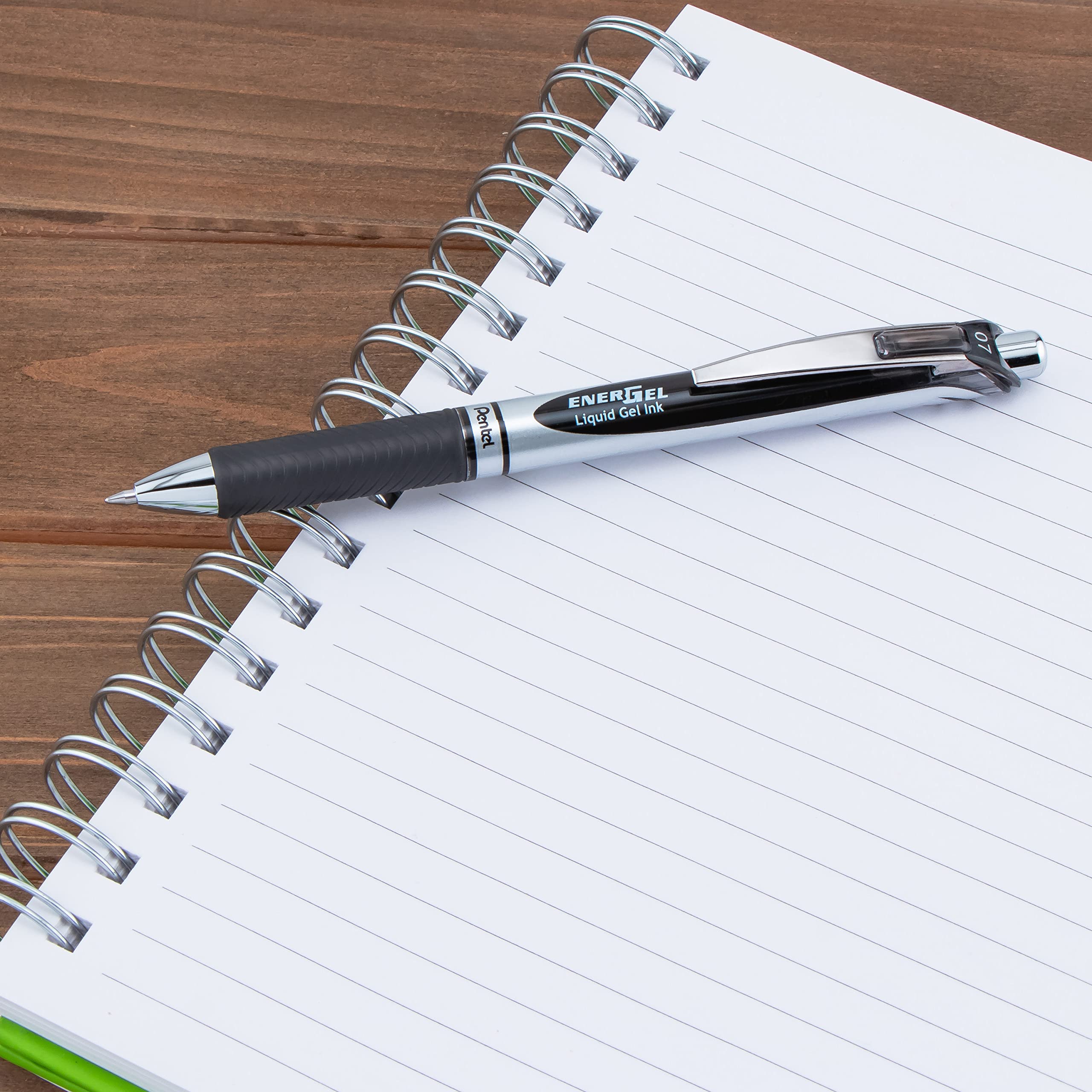 Pentel EnerGel RTX Retractable Liquid Gel Pen 0 7mm Medium Line Metal Tip Black Ink Pack of 6 — view 7