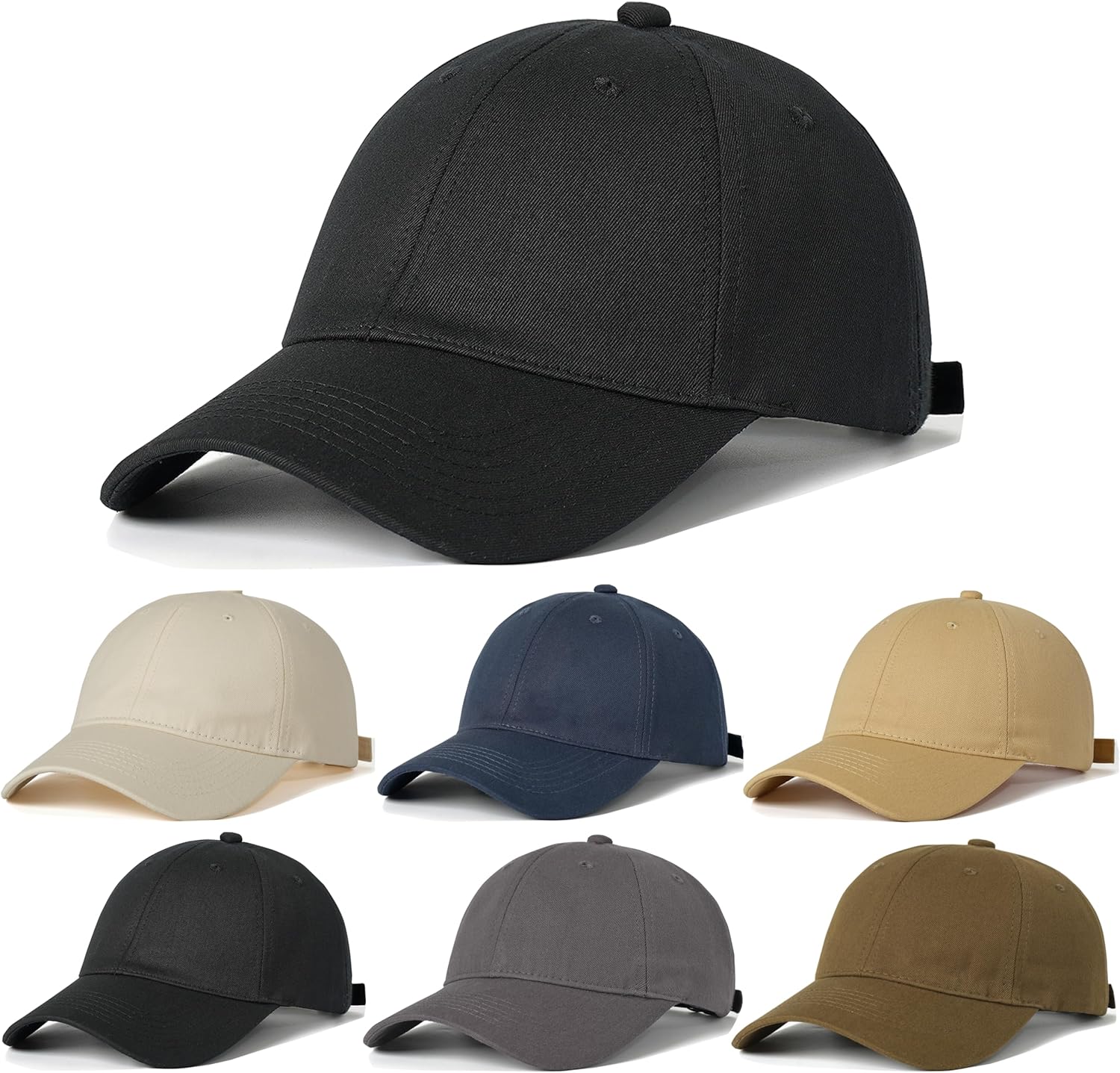 6Pack Unisex Vintage Washed Cotton Baseball Cap Soft Unconstructed Plain Blank Adjustable Size Dad Hat