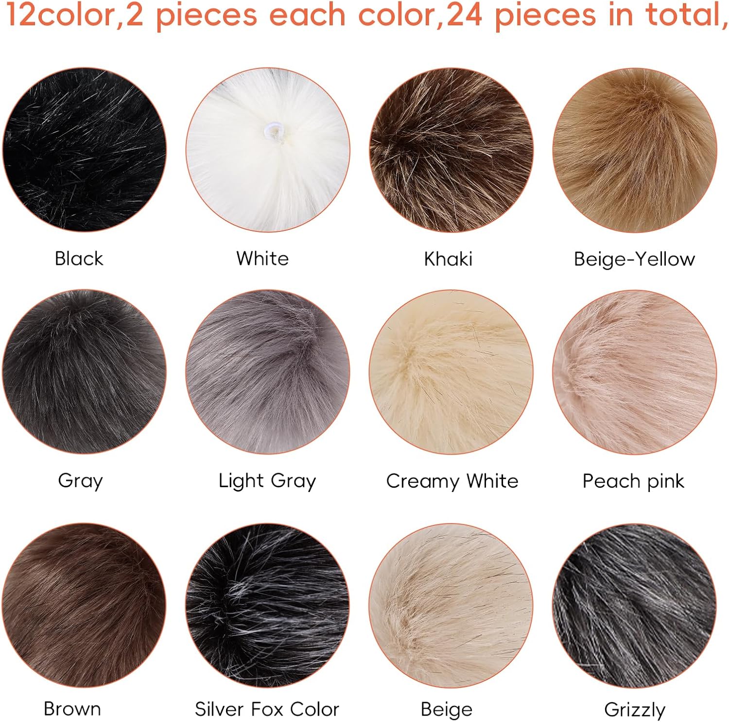 Daieparty 24 Pcs Dark Color Faux Fur Pom Pom Balls,Fluffy Pompom Balls with Elastic Loop Ball Detachable Knitting Accessories for Knitting Hats Beanies Shoes,Scarves,Glove - Image 7