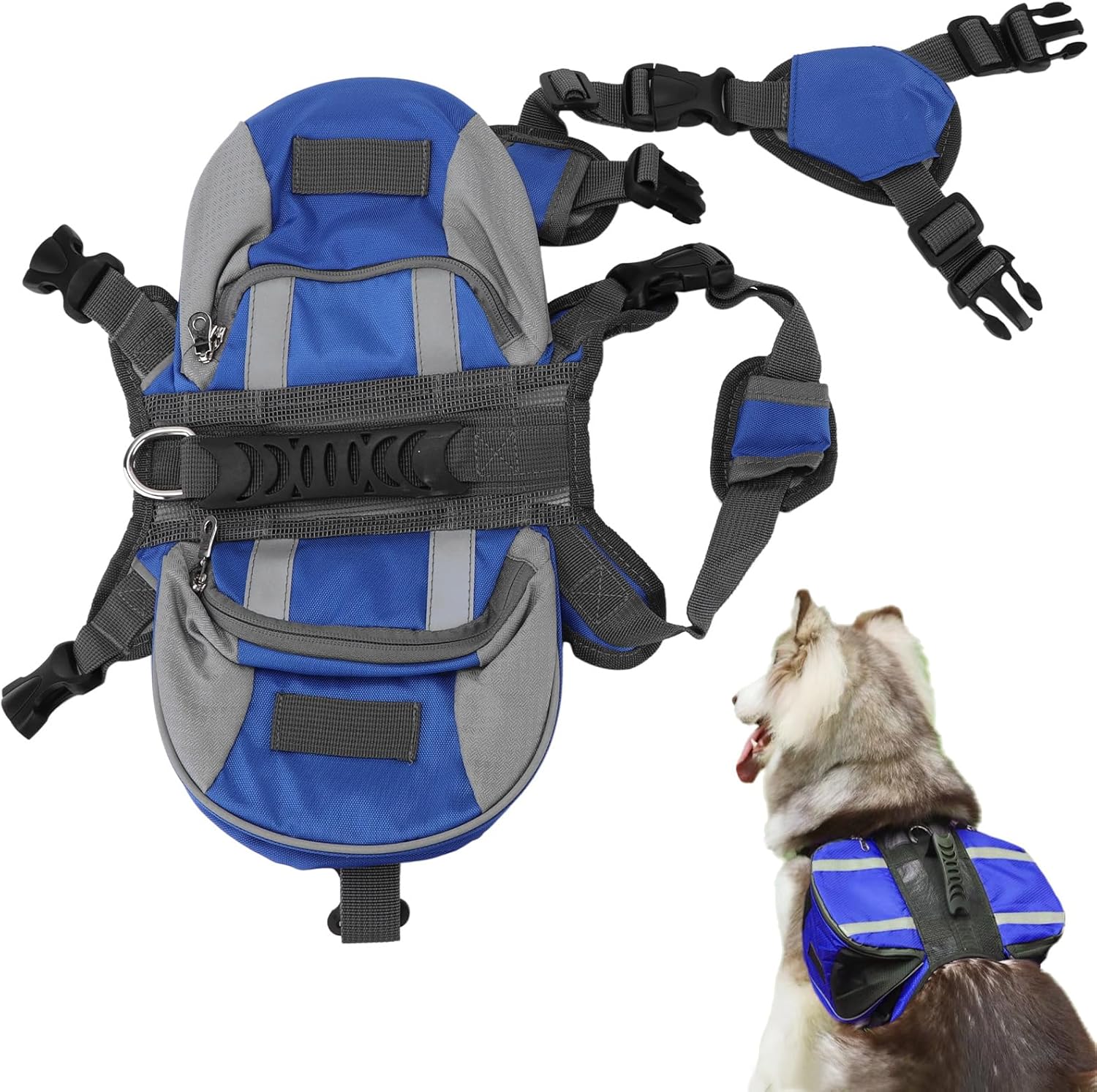 Reflective Dog Backpack Harness for Hiking and Travel – All Sizes Reflective Dog Backpack Harness for Hiking and Travel – All Sizes
