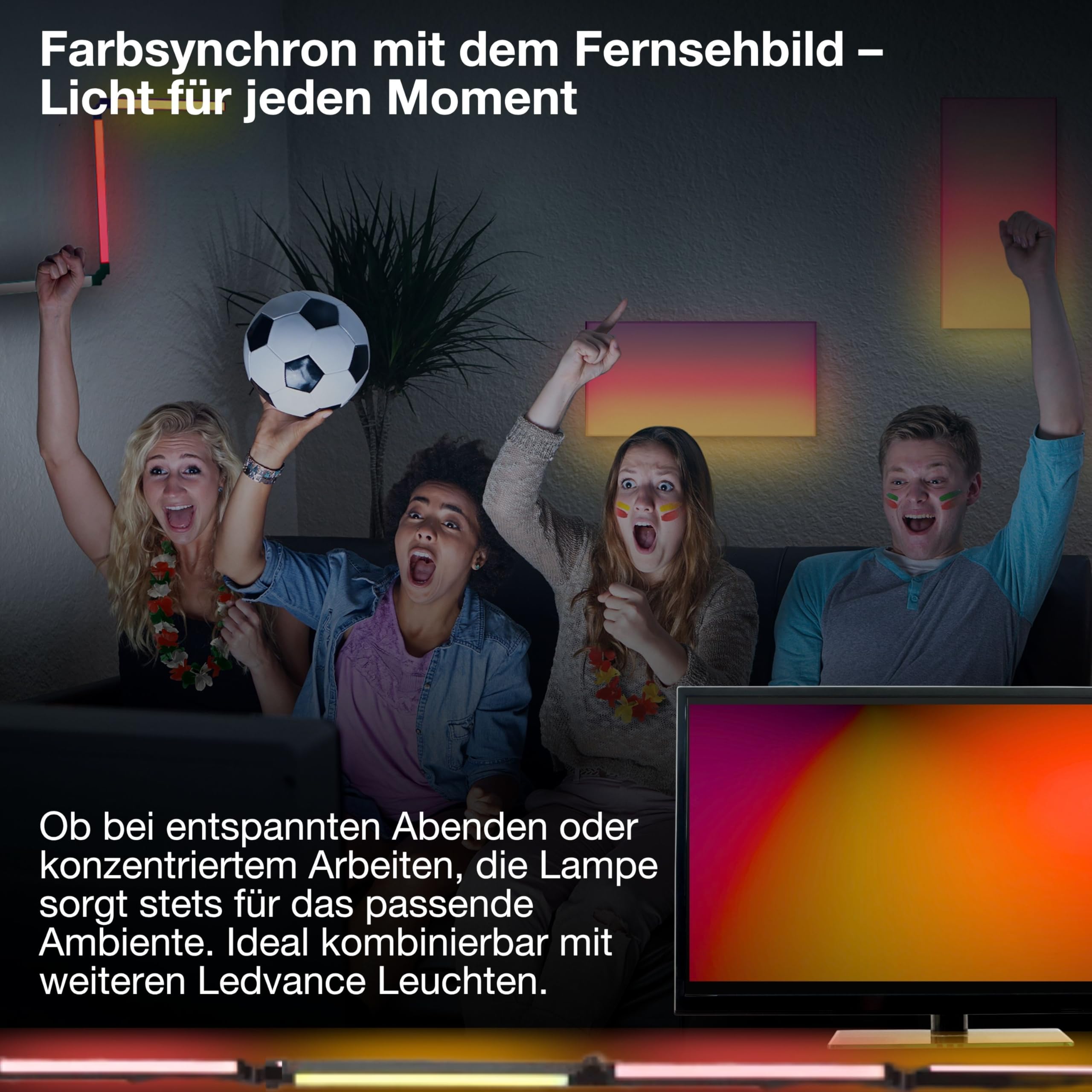 LEDVANCE SMART+ WIFI CONVERT Wand- & Stehleuchte, schwarz, 24W, 2320lm, regulierbares Weiß- & Farblicht, dimmbar, lange Lebensdauer, dynamischer Magic RGB-Lichteffekt, App-steuerbar, 2700K - 6500K