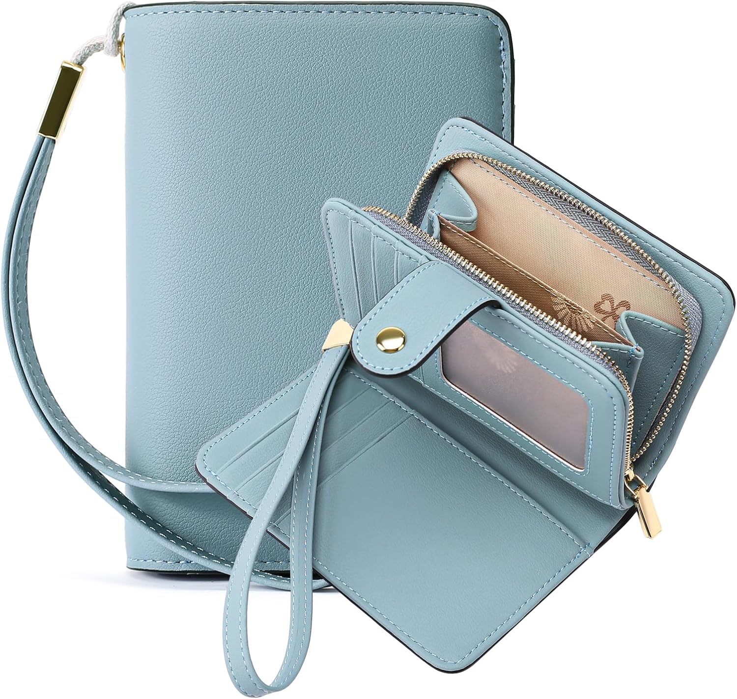 GAEKEAO Women's Wristlet Wallet with RFID Blocking, Small Vegan Leather Bifold Card Holder with Zipper Pocket & ID Window - Image 6