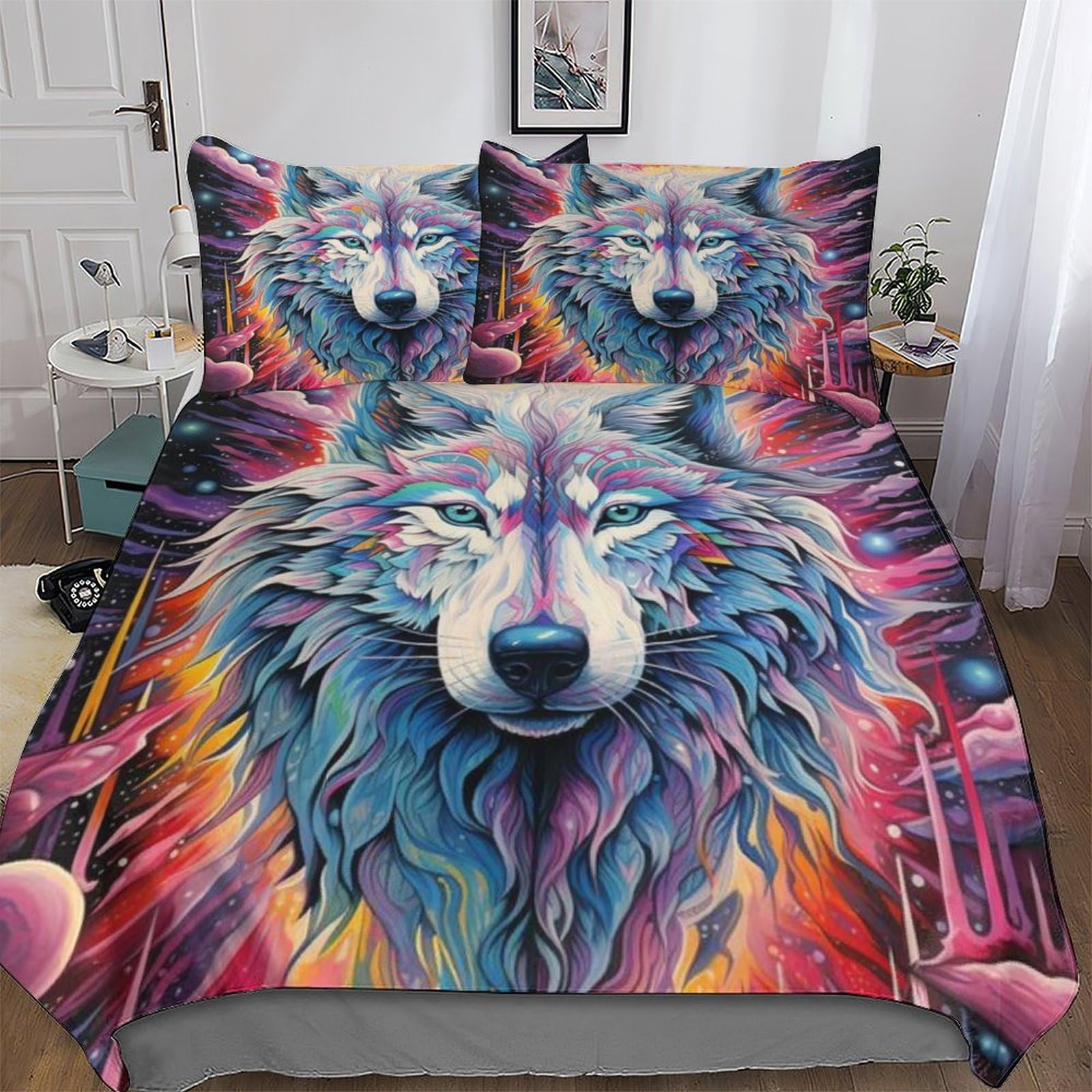Loup housse de couette king size 220x240cm en tissu microfibre de coton supérieur