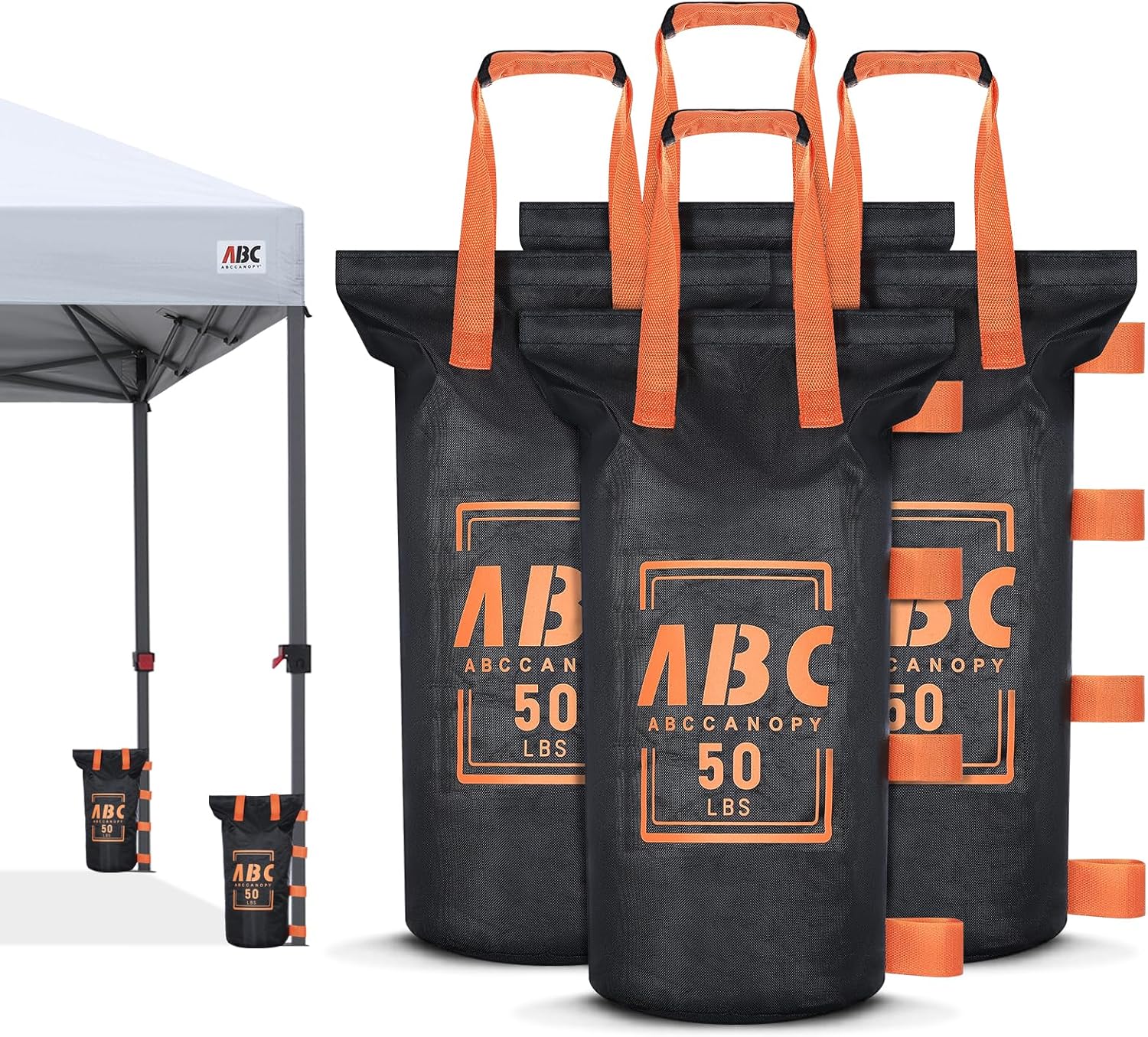 ABCCANOPY Canopy Weights Set of 4-200LBS Sand Bags for Pop up Tent, Weight Bags for Outdoor Gazebo, Trampoline, Pergola, Black (Without Sand)