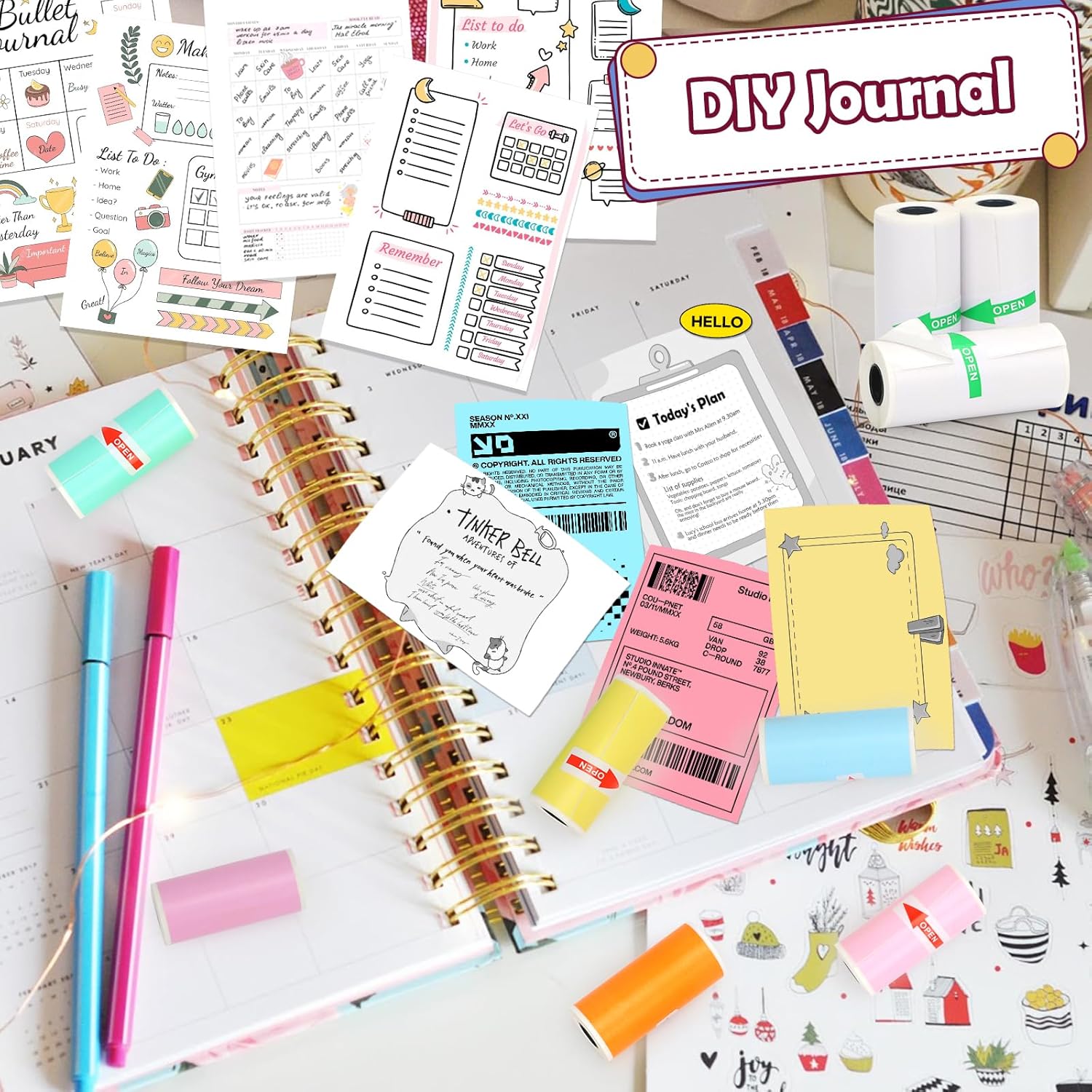 10 Rolls Mini Printer Paper for Receipt Printers - 4 White & 6 Colorful Thermal Sticky Paper, 57X25mm, for Notes, Journal, Memo, Photo, Study - Image 5