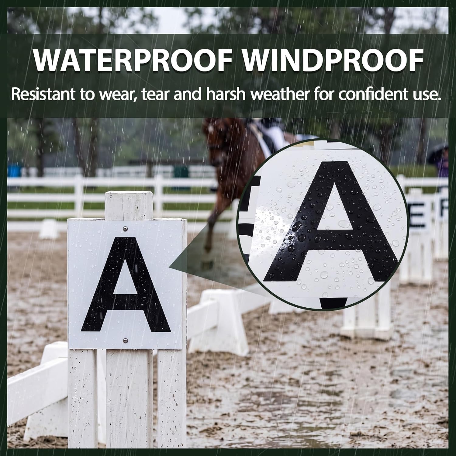 12 Pcs Dressage Arena Letters Stick-on Vinyl Markers Arena for Equestrian Athletes and Events Includes A B C E F H K M S V P R 7.75 x 8 Inch Large Letter Marks