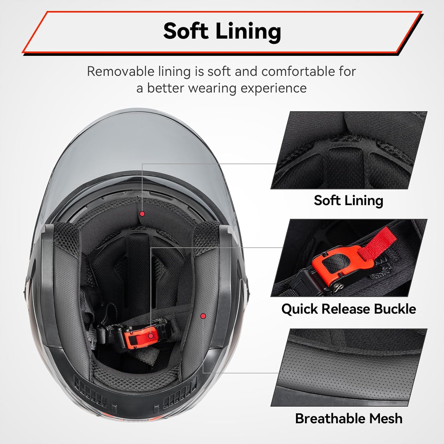 Open Face 3/4 Motorcycle Helmets for Adult Men Women, DOT Approved Dual Visor Street Bike Racing Helmet, Motorbike ATV Moped Cruiser Helmet with Gloves & Mask