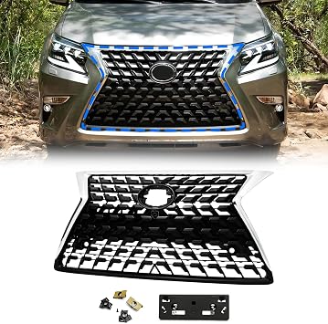 PENSUN Front Bumper Grille for 2014-2022 Lexus GX460 Black Chrome