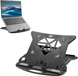 ACT Supporto pieghevole per laptop, 7 altezze regolabili, supporto per laptop, fino a 15,6", funzionamento ergonomico, nero - AC8150