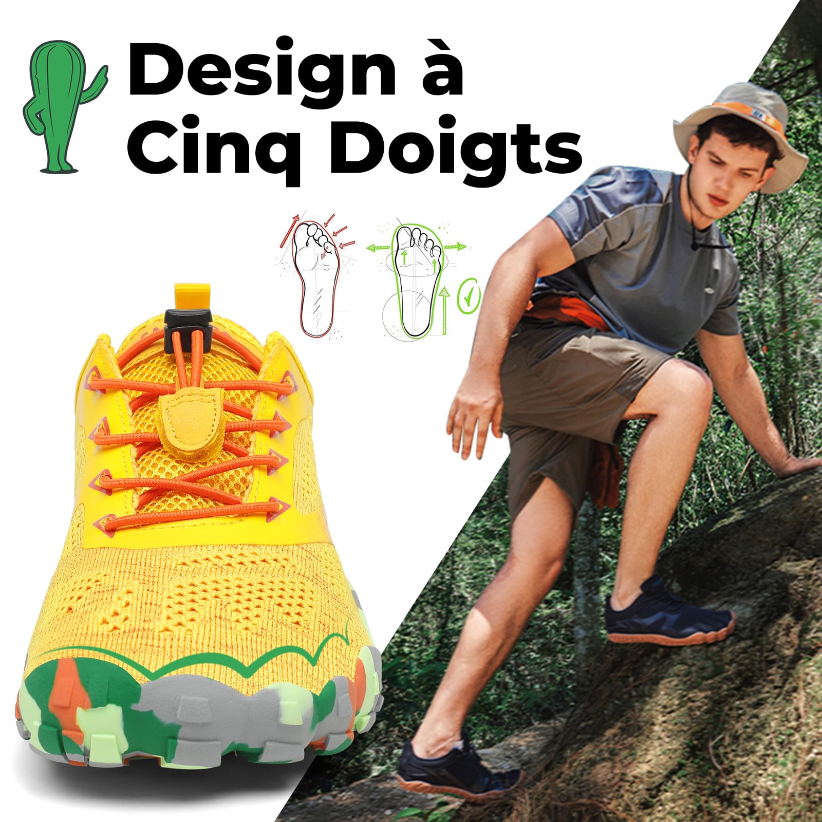 SAGUARO Chaussures Minimaliste Homme Femme Barefoot Shoes Chaussures Pieds Nus Antidérapantes Barefoot Chaussures de Trail Chaussure Randonnée pour Semelle Zero Drop EU GR.36-48
