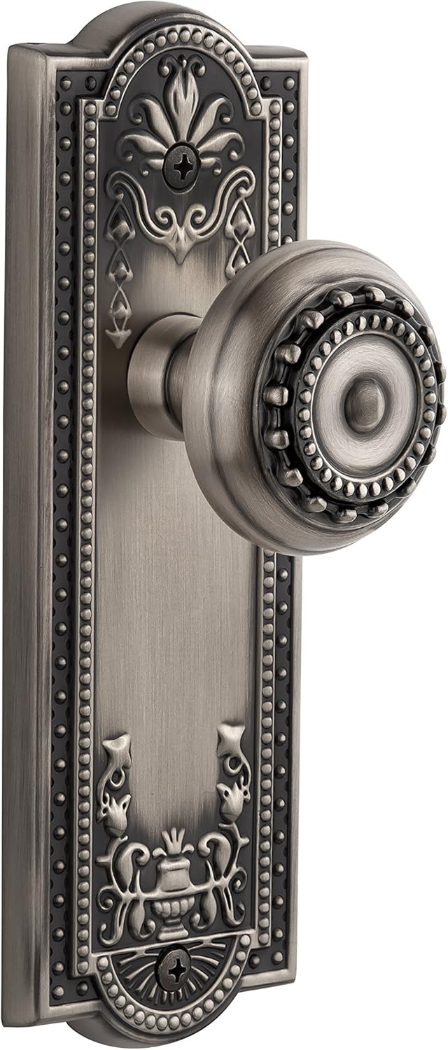 Grandeur 822396, Passage-2.375", Antique Pewter Plate with Parthenon Knob