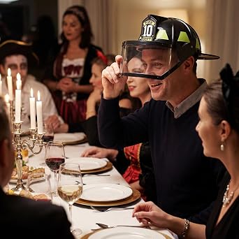 Firefighter Hat, Adult Fireman Helmet Costume with Fire Dept Face Shield