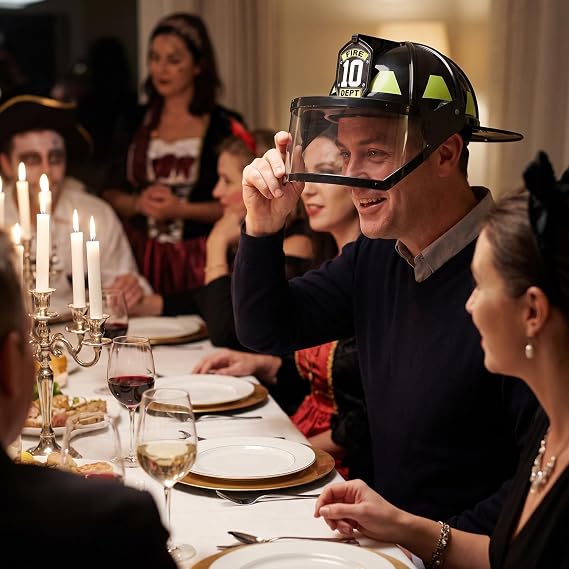 Firefighter Hat, Adult Fireman Helmet Costume with Fire Dept Face Shield