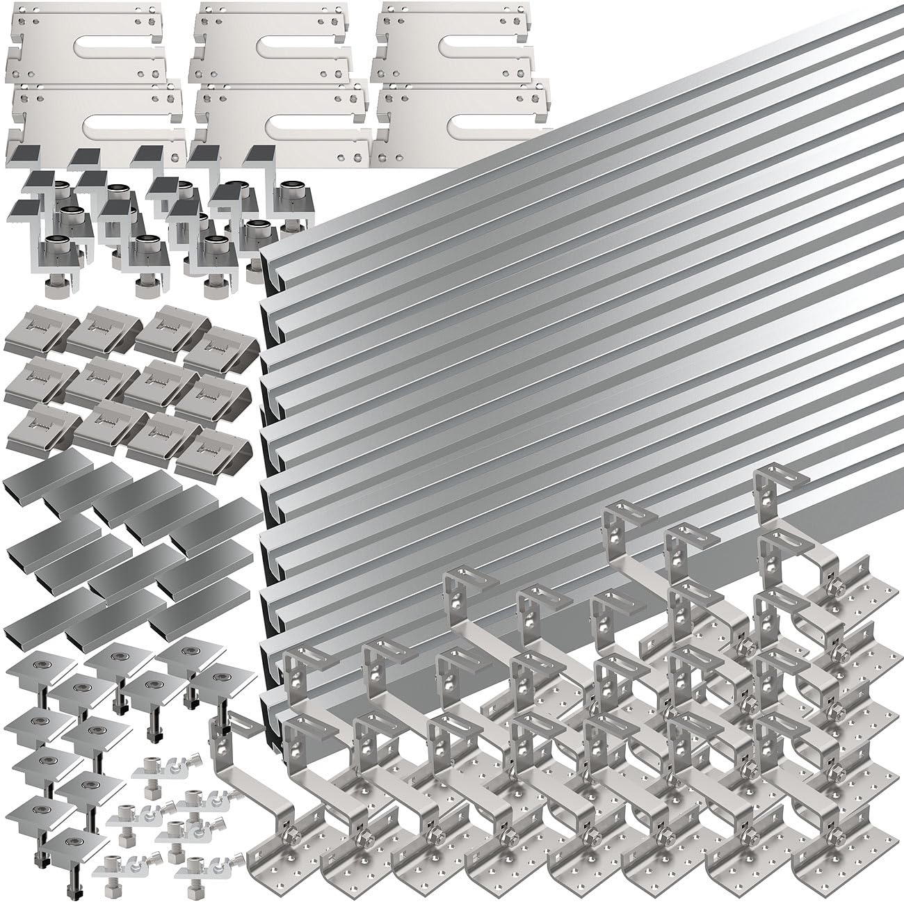 revolt kit di montaggio per impianto fotovoltaico: Set di montaggio sul tetto, per 6 moduli solari, 102 pezzi, flessibile (set fotovoltaico tetto in tegole, supporto pannello solare, sistema pv)